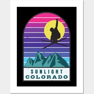 Ski Sunlight Colorado Retro Sunset Posters and Art